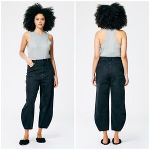 Tibi Black Denim Brancusi Jean Barrel Wide Denim Sz 26